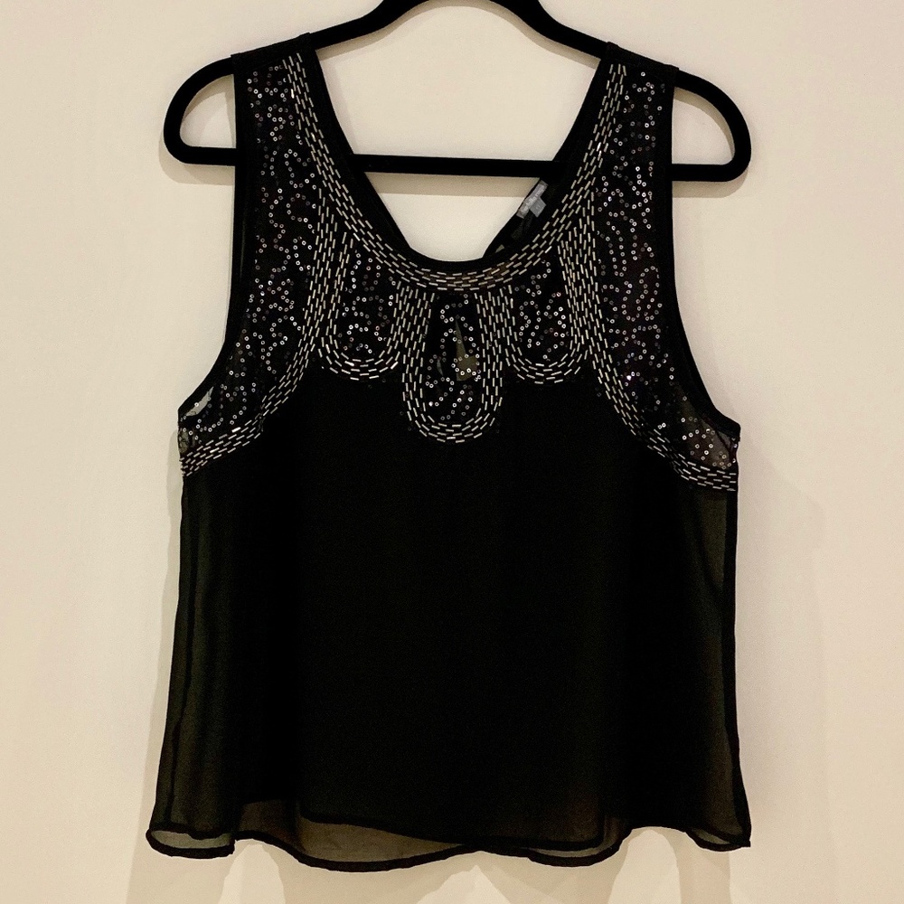 Silver Beaded Shear Tank